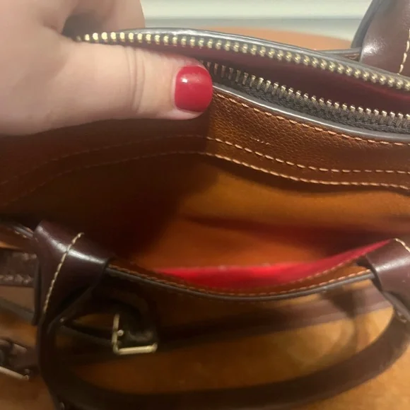 Dooney & Bourke Tan and Brown Domed Satchel - Picture 3 of 5
